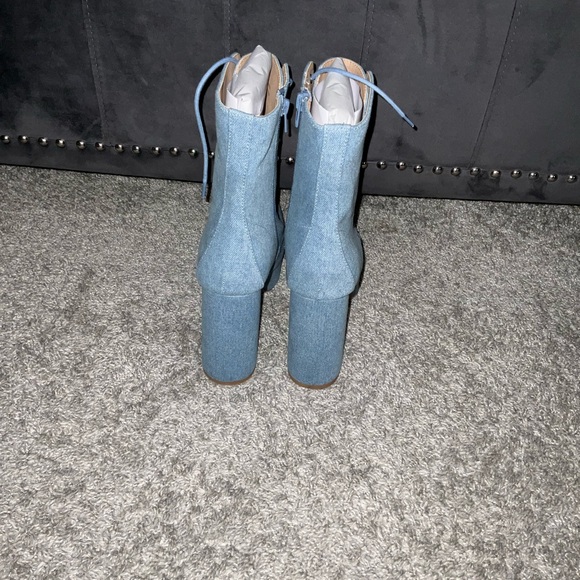 Stylish Blue Lace-Up Women's Boots - Picture 3 of 6